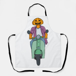 Pumpkin Rider on Mint Scooter Apron