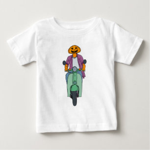 Pumpkin Rider on Mint Scooter Baby T-Shirt