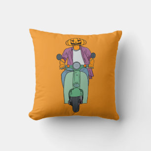 Pumpkin Rider on Mint Scooter Cushion