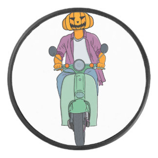 Pumpkin Rider on Mint Scooter Hockey Puck