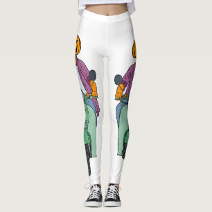Pumpkin Rider on Mint Scooter Leggings