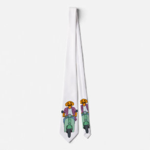 Pumpkin Rider on Mint Scooter Tie