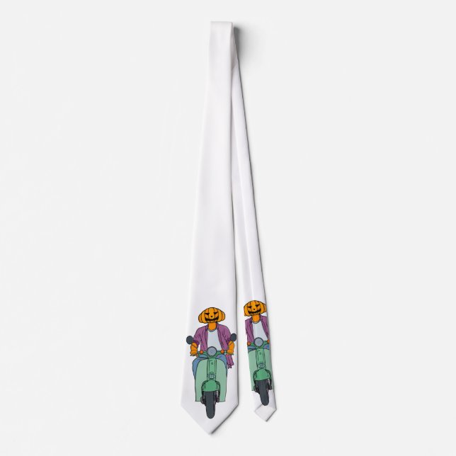 Pumpkin Rider on Mint Scooter Tie (Front)