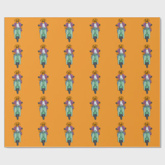 Pumpkin Rider on Mint Scooter Wrapping Paper