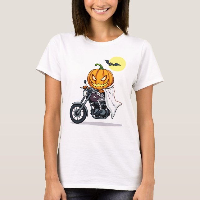 Pumpkin rides motorcycle T-Shirt (Front)