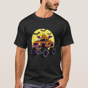 Pumpkin Riding Mosnter Truck Halloween Bat Costume T-Shirt