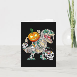 Pumpkin Riding Mummy Dinosaur T Rex Halloween Fun  Card