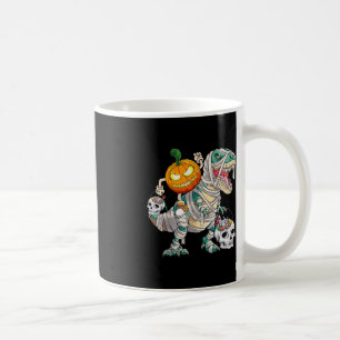 Pumpkin Riding Mummy Dinosaur T rex Halloween Fun  Coffee Mug