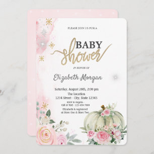  Pumpkin Roses Polka Dots,Snowflakes Baby Shower  Invitation