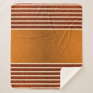 Pumpkin & Rust Exotic Faux Snake Leather Line Art Sherpa Blanket