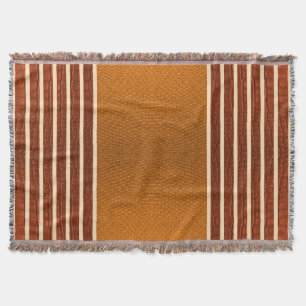 Pumpkin & Rust Exotic Faux Snake Leather Line Art Throw Blanket