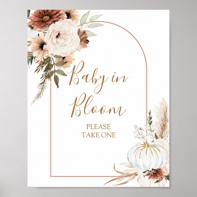 Pumpkin Rustic Boho Fall In love Baby in Bloom Poster (Front)