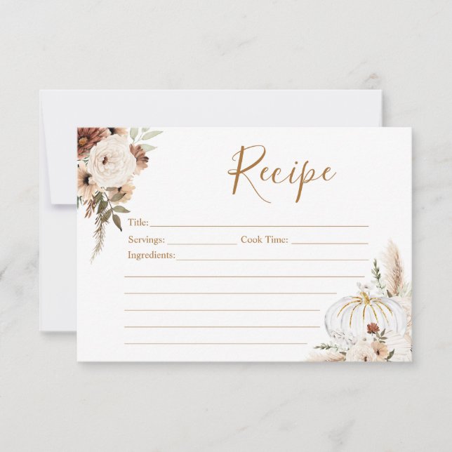 Pumpkin Rustic Boho Fall In love Recipe Card (Front)
