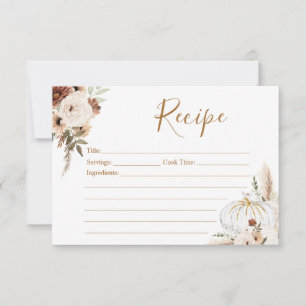 Pumpkin Rustic Boho Fall In love Recipe Card