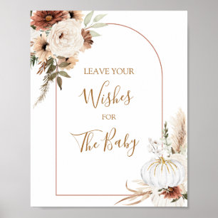 Pumpkin Rustic Boho Fall In Love Wishes for Baby Poster