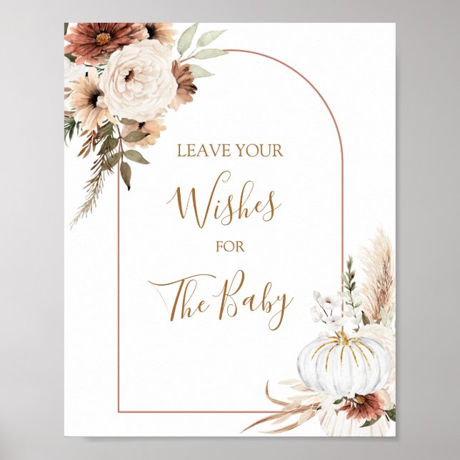 Pumpkin Rustic Boho Fall In Love Wishes for Baby Poster (Front)