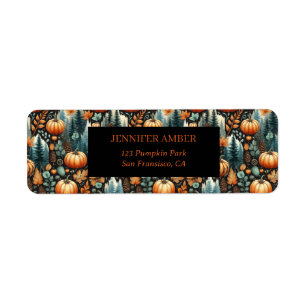 Pumpkin Rustic Fall & Autumn Leaves Seasonal Mail Return Address Label