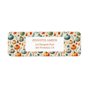 Pumpkin Rustic Fall & Autumn Leaves Seasonal Mail Return Address Label