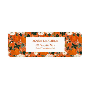 Pumpkin Rustic Fall & Autumn Leaves Seasonal Mail Return Address Label
