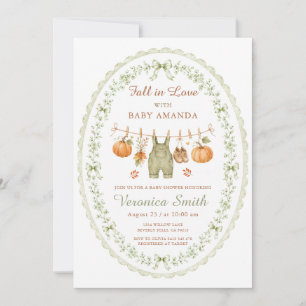 Pumpkin Rustic Fall in Love Baby Shower Invitation