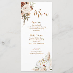 Pumpkin Rustic Floral Boho Arch Fall In love Menu