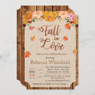 Pumpkin Rustic Leaves Wood Baby Shower Invitation