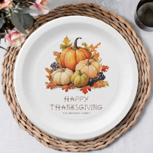 Pumpkin Rustic Thanksgiving Dinner Paper Plate