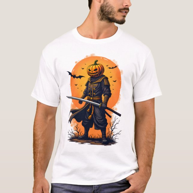 Pumpkin Samurai � Halloween Warrior T-Shirt (Front)