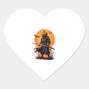 Pumpkin Samurai – Halloween Warrior T-Shirt Heart Sticker