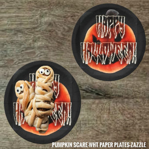 Pumpkin Scare-Wht Paper Plate