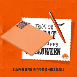 Pumpkin Scare-Wht Post-It Notes