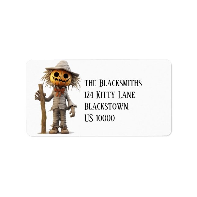 Pumpkin Scarecrow Halloween Address Label (Front)