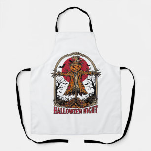 Pumpkin Scarecrow Halloween Vintage Engraving Art Apron