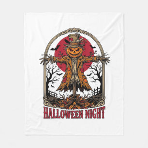 Pumpkin Scarecrow Halloween Vintage Engraving Art Fleece Blanket