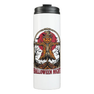 Pumpkin Scarecrow Halloween Vintage Engraving Art Thermal Tumbler