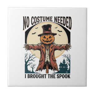 Pumpkin Scarecrow Shirt for Spooky Costume Humour Ceramic Tile