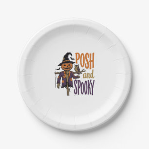 Pumpkin Scarecrow Shirt Vintage Engraving Hallowee Paper Plate