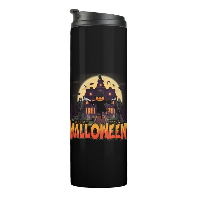 Pumpkin Scary House, Halloween Thermal Tumbler (Rotated Right)