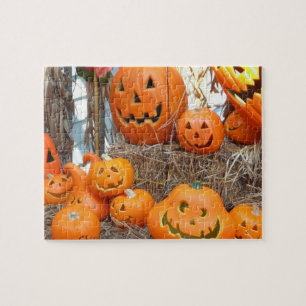 pumpkin scary spooky halloween faces farm jigsaw puzzle