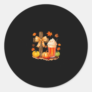 Pumpkin Sce And Jesus Christ Cross Pumpkin Christi Classic Round Sticker