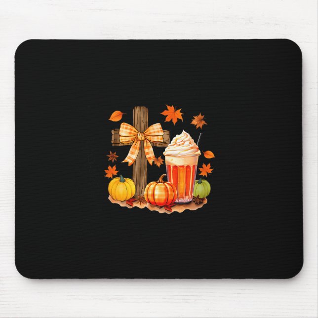 Pumpkin Sce And Jesus Christ Cross Pumpkin Christi Mouse Pad (Front)