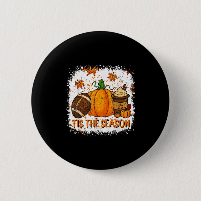 Pumpkin Sce Football Tis The Season Fall Thanksgiv 6 Cm Round Badge (Front)