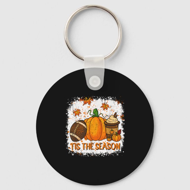 Pumpkin Sce Football Tis The Season Fall Thanksgiv Key Ring (Front)