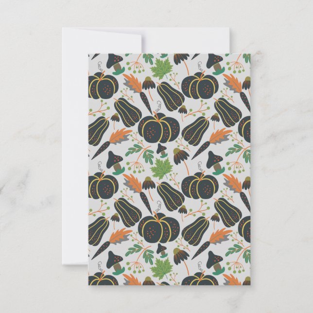 Pumpkin seamless pattern carrot black and white card (Front)