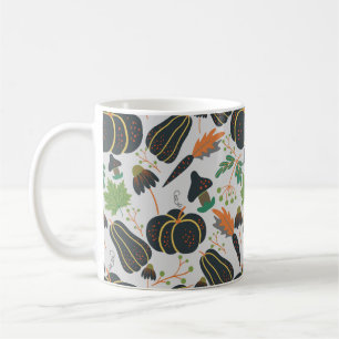 Pumpkin seamless pattern carrot black and white coffee mug