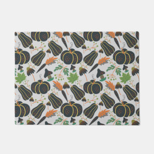 Pumpkin seamless pattern carrot black and white doormat