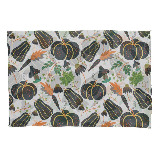 Pumpkin seamless pattern carrot black and white pillowcase (Front-Left)