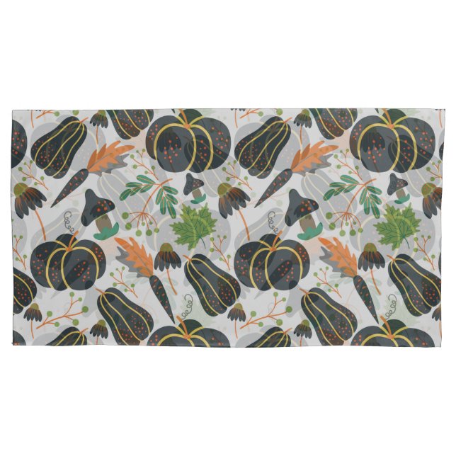 Pumpkin seamless pattern carrot black and white pillowcase (Front-Left)