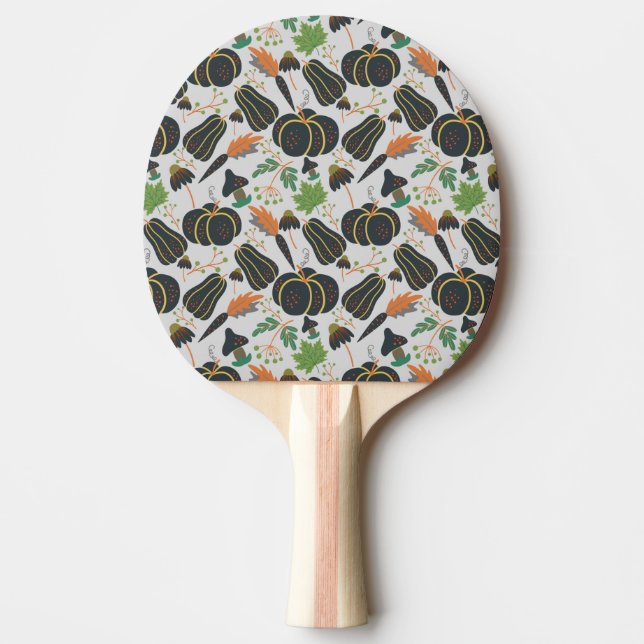 Pumpkin seamless pattern carrot black and white ping pong paddle (Front)