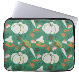 Pumpkin seamless pattern carrots and mushrooms laptop sleeve